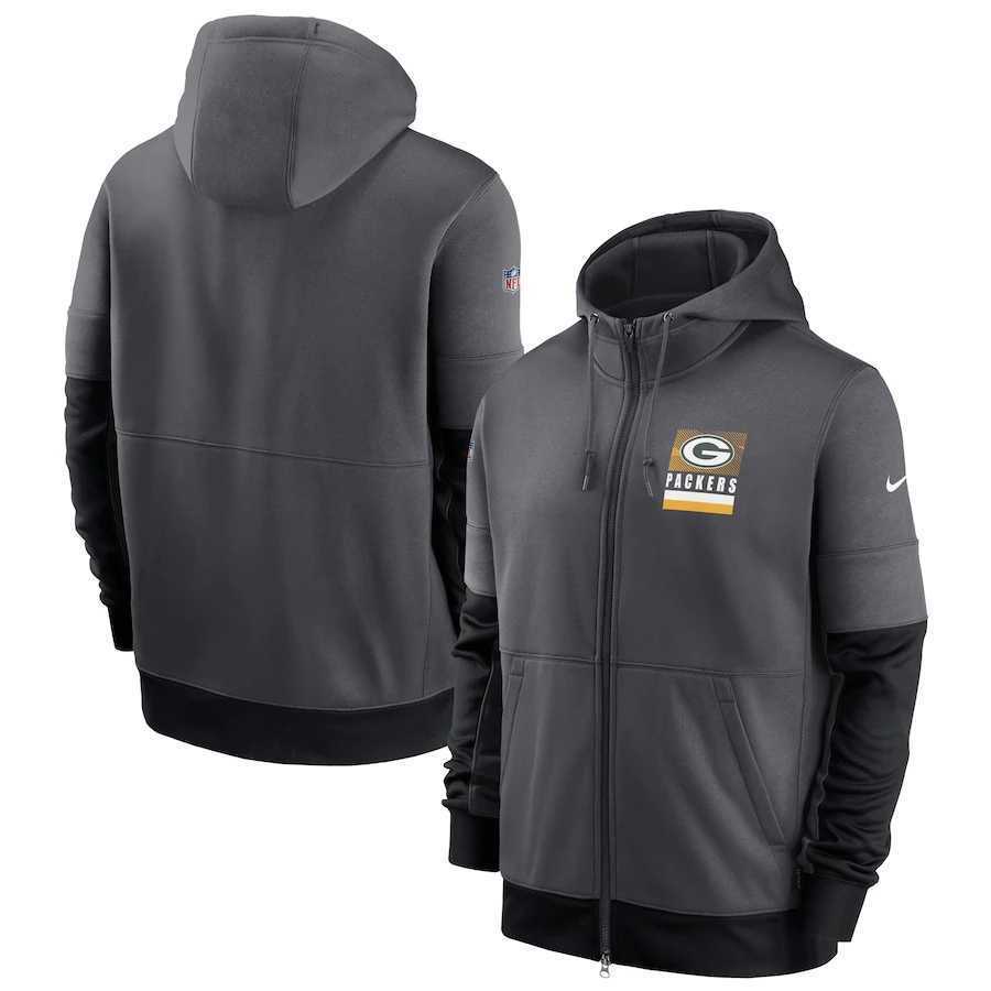 Men's Green Bay Packers New 2020 Nike Gray Black Fan Gear Mascot Performance Full Zip Hoodie,We sell and wholesale Men's Green Bay Packers New 2020 Nike Gray Black Fan Gear Mascot Performance Full Zip Hoodie on line form chian!